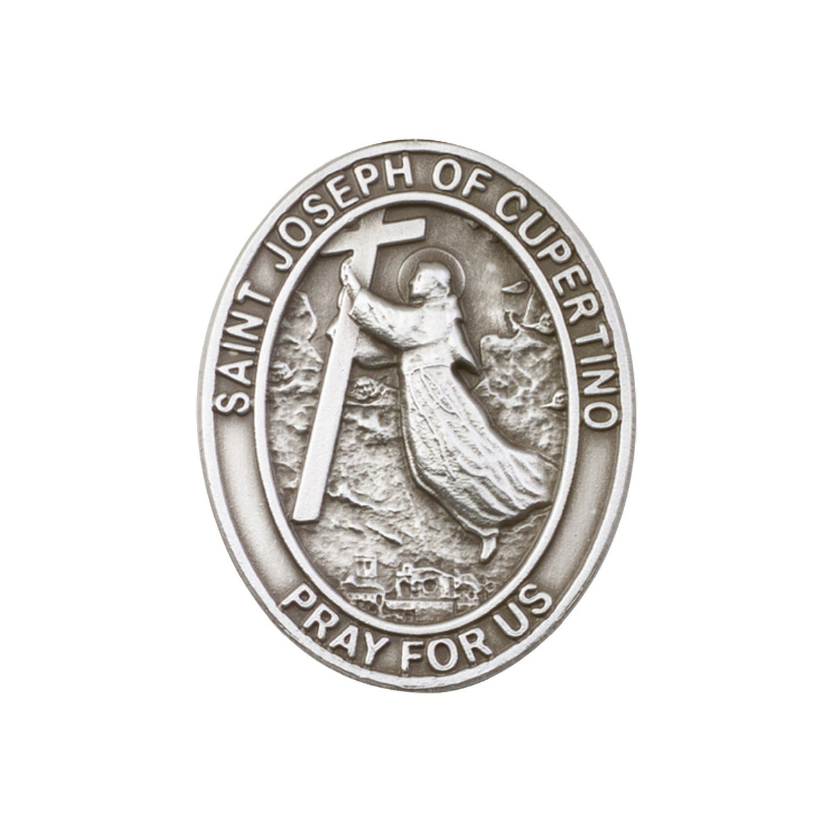 Antique Silver St. Joseph of Cupertinoy Visor Clip - 6057V
