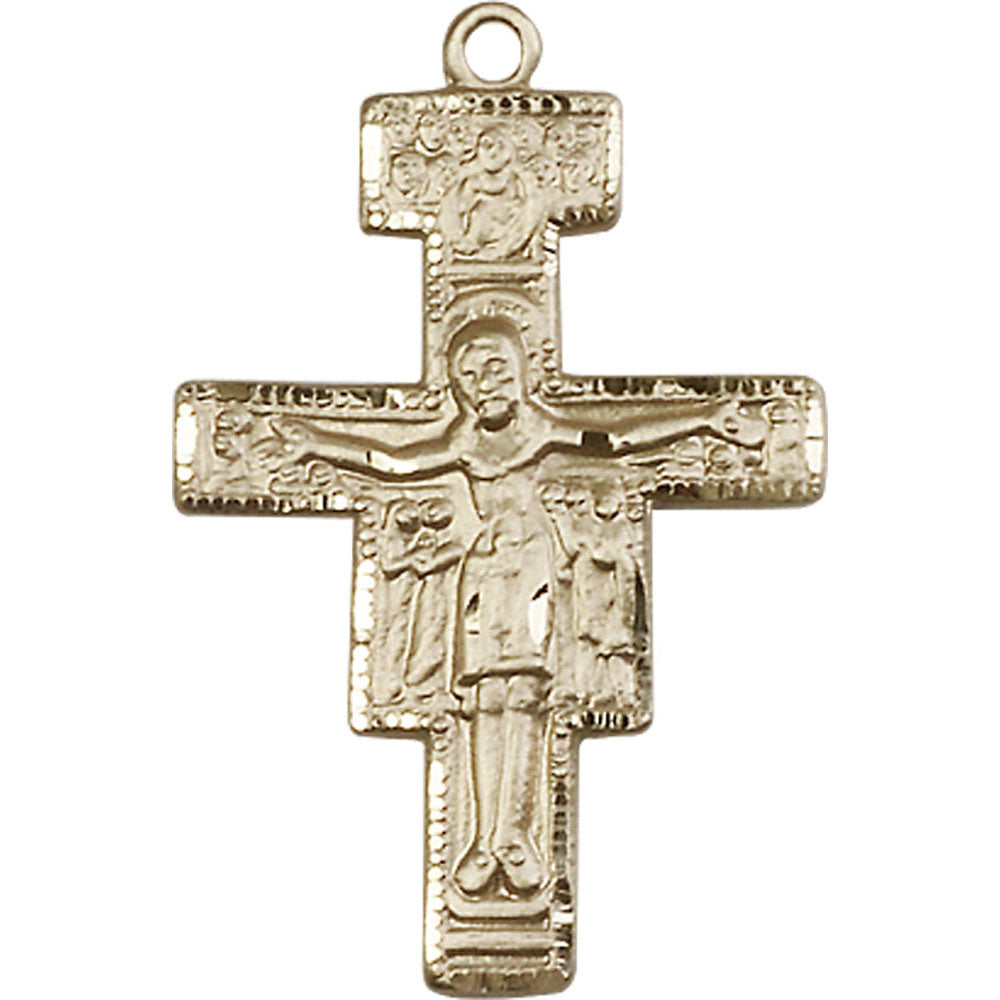 14kt Gold San Damiano Crucifix Pendant - 6077KT