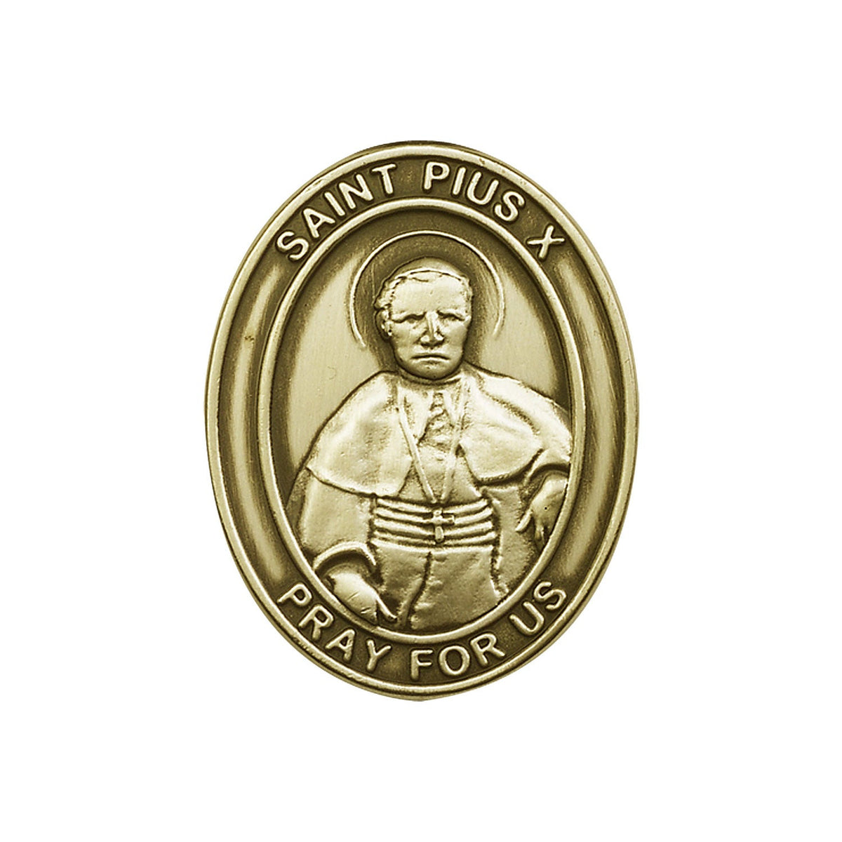 Antique Gold St. Pius X Visor Clip - 6605VG