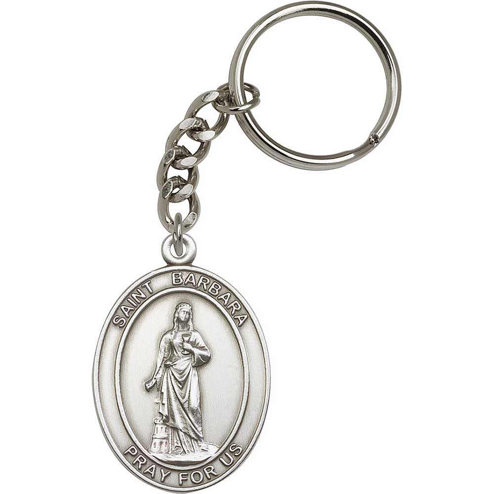 Antique Silver St. Barbara Keychain - 6706