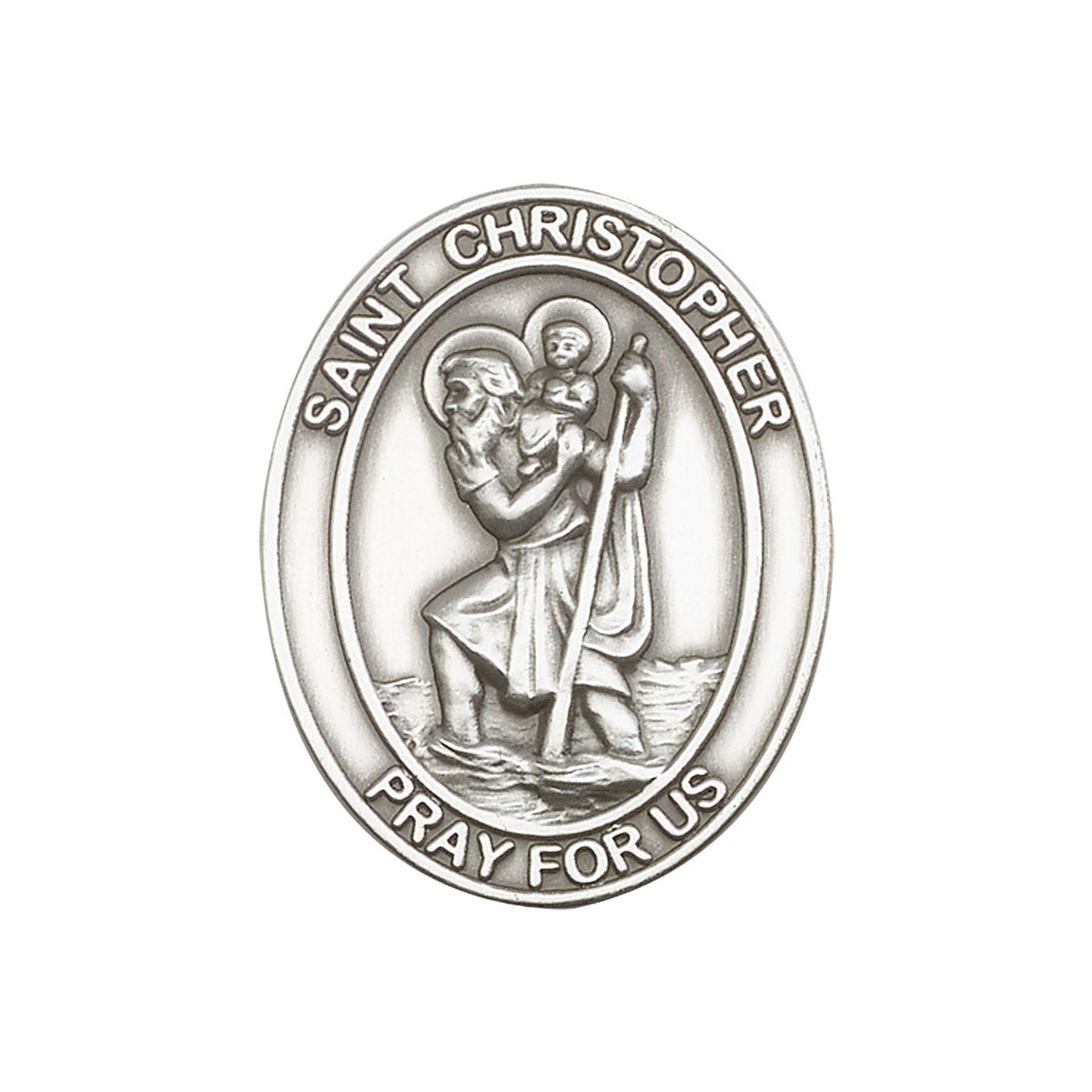 Antique Silver St. Christopher Visor Clip - 6722V