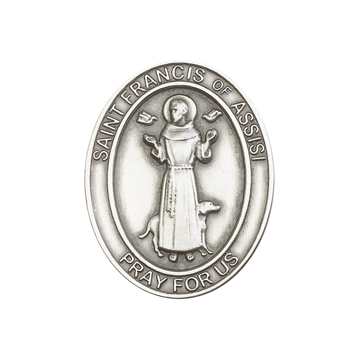 Antique Silver St. Francis of Assisi Visor Clip - 6736V