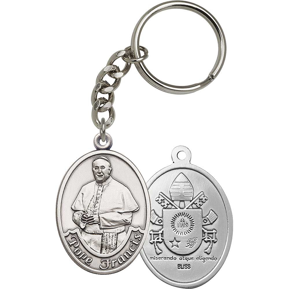 Silver Oxide Pope Francis Keychain - 6751
