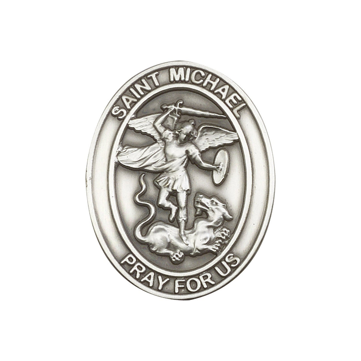 Antique Silver St. Michael the Archangel Visor Clip - 6776V