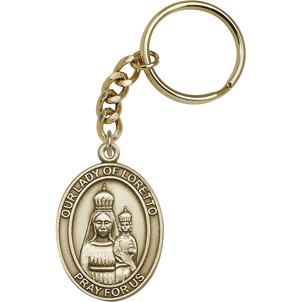Antique Gold O/L of Loretto Keychain - 6782