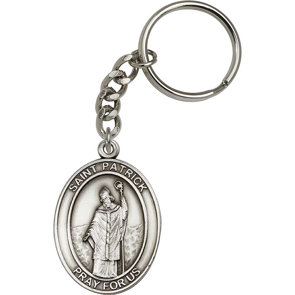 Antique Silver St. Patrick Keychain - 6784