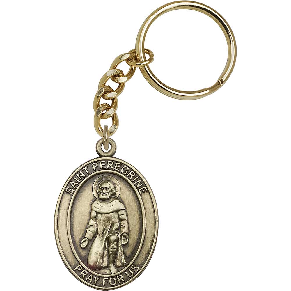 Antique Gold St. Peregrine Keychain - 6788