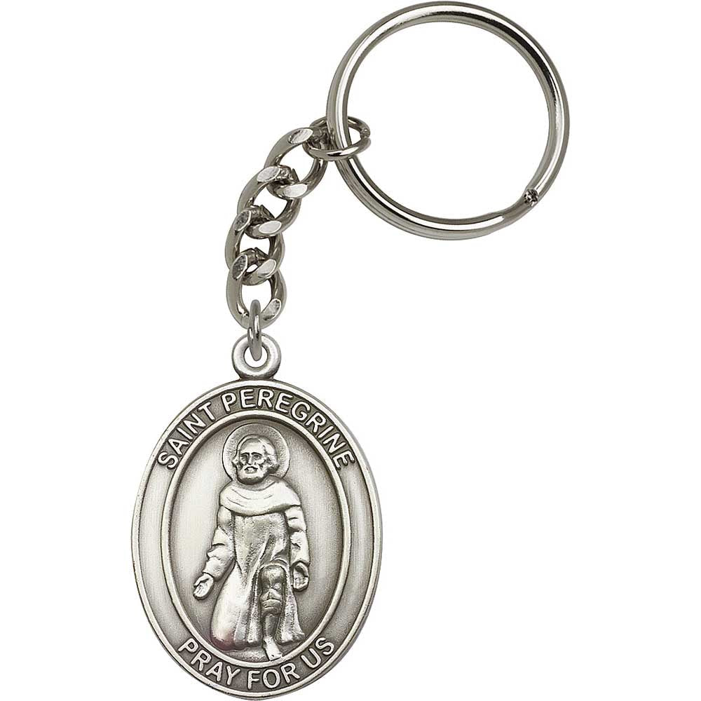Antique Silver St. Peregrine Keychain - 6788