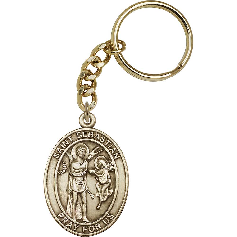 Antique Gold St. Sebastian Keychain - 6800