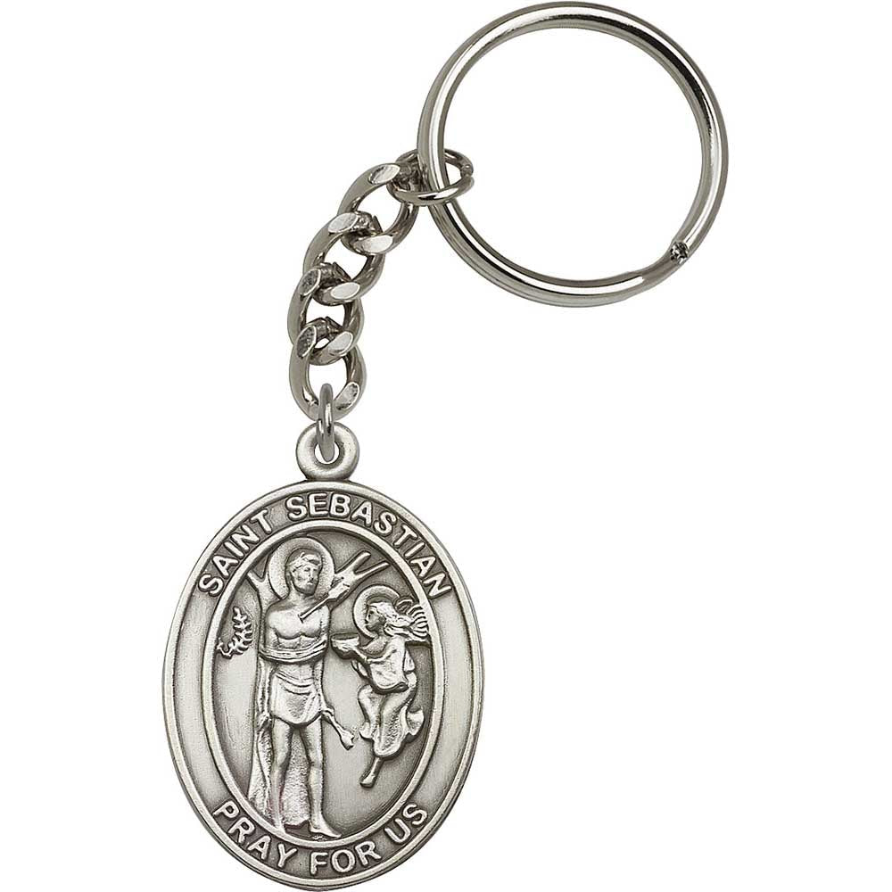 Antique Silver St. Sebastian Keychain - 6800
