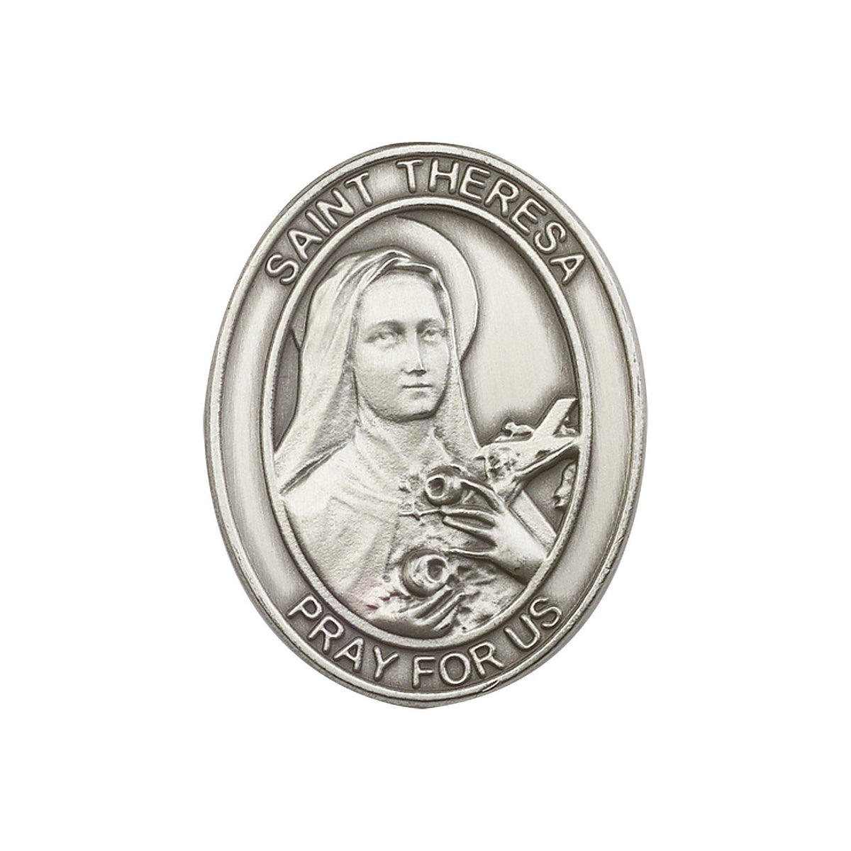 Antique Silver St. Theresa Visor Clip - 6806V