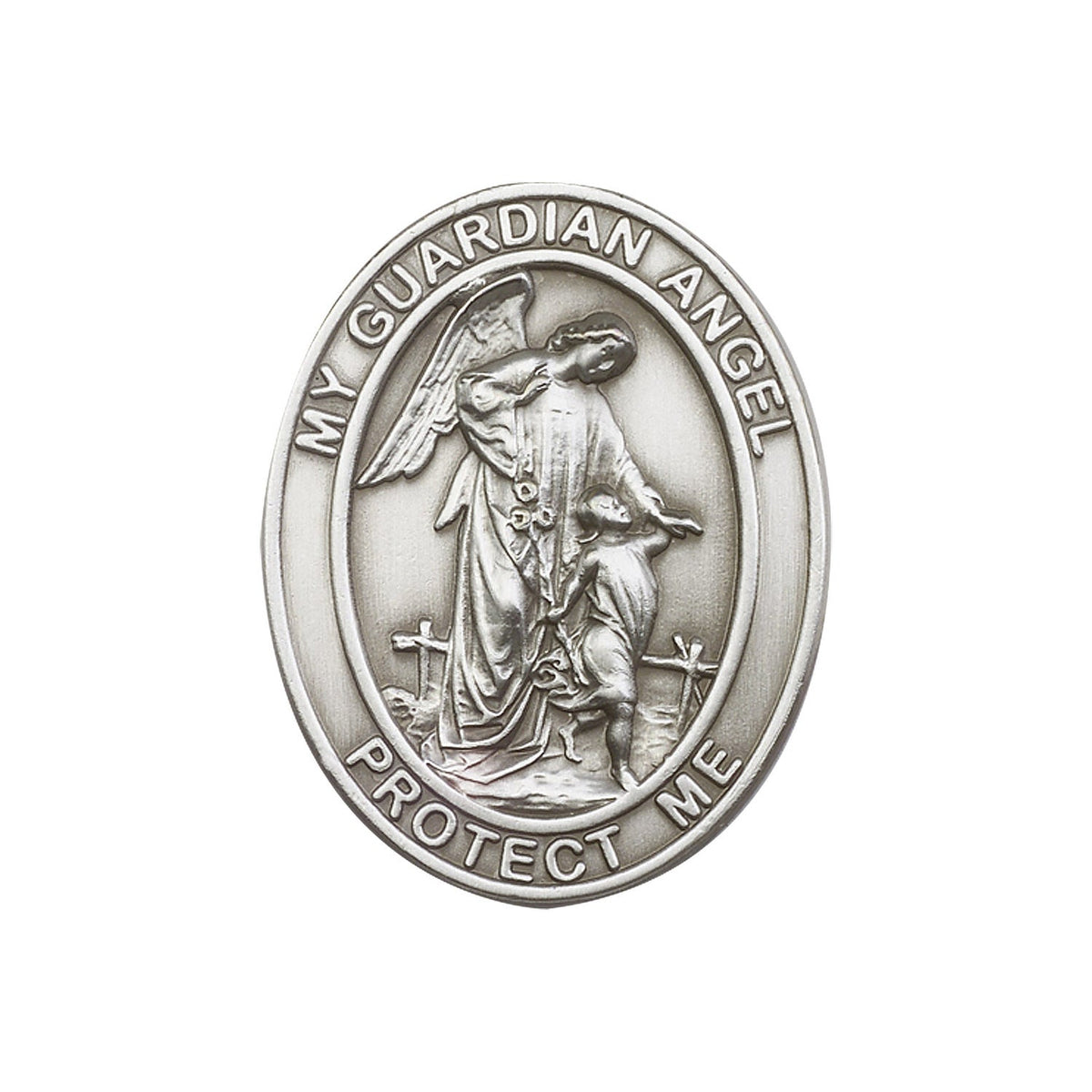 Antique Silver Guardian Angel Visor Clip - 6818V
