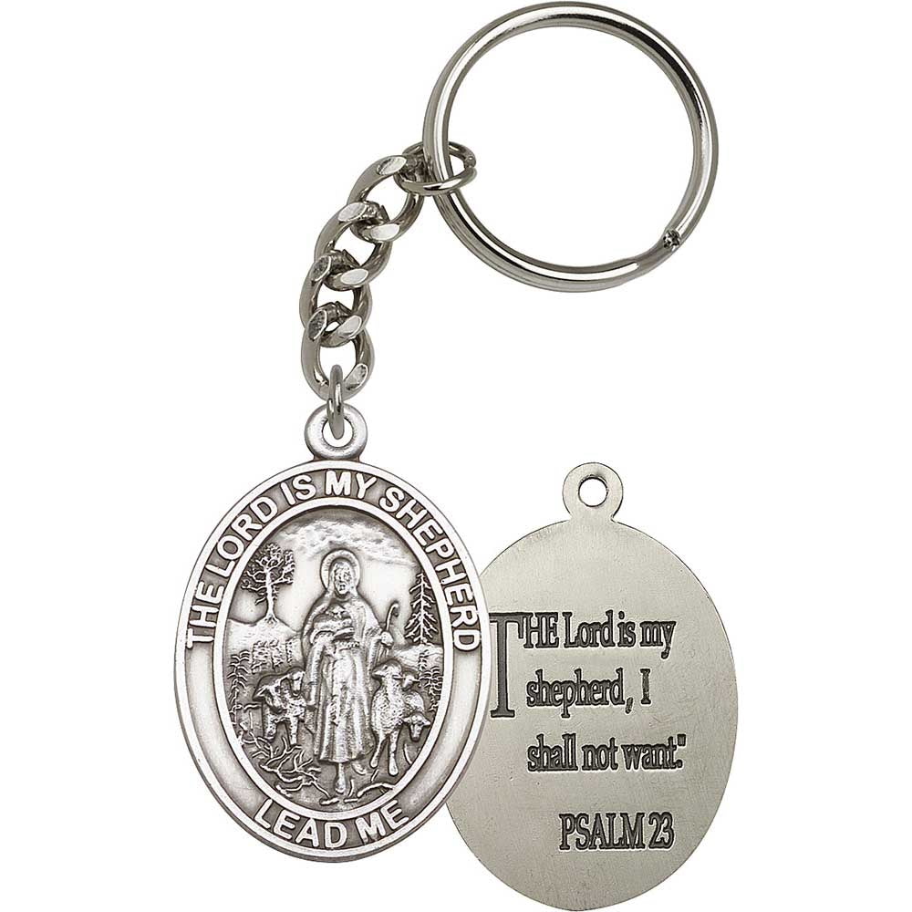 Antique Silver Lord Is My Shepherd Keychain - 6819