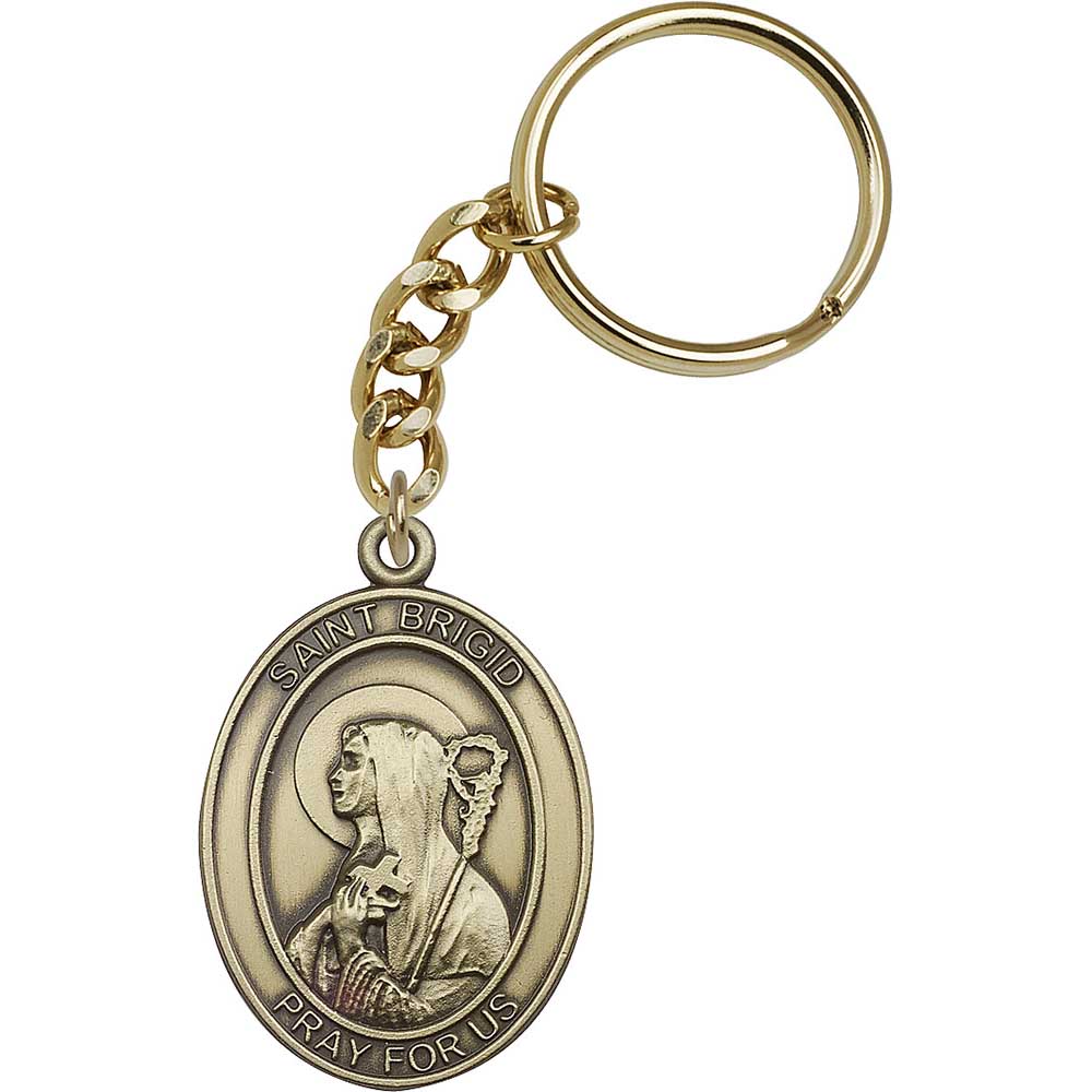 Antique Gold St. Brigid of Ireland Keychain - 6823