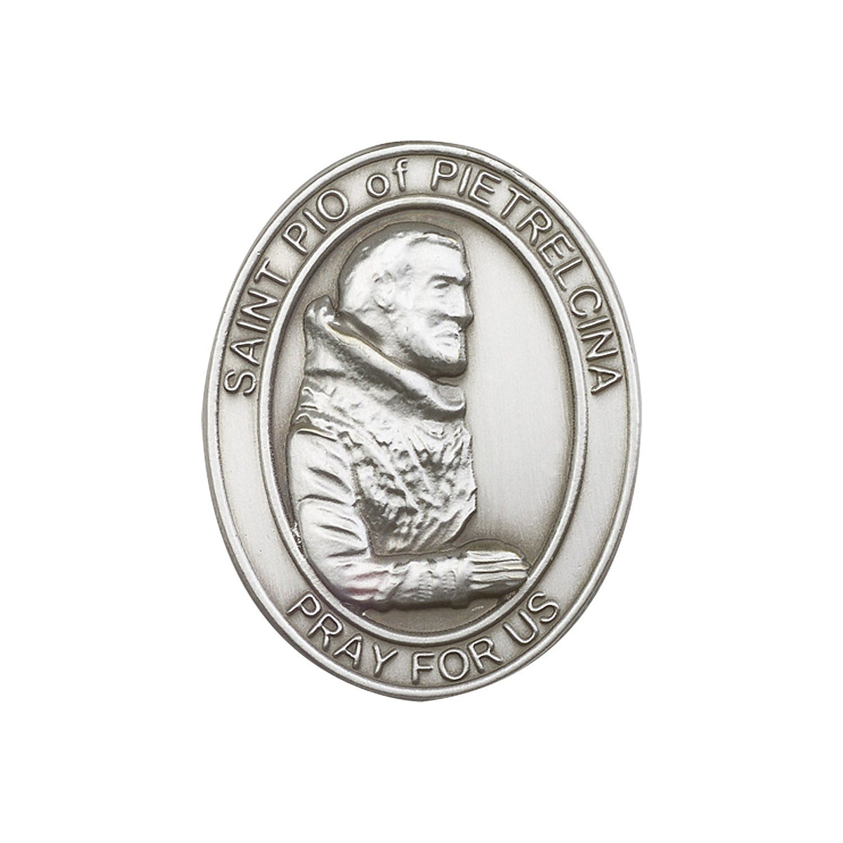 Antique Silver St. Pio of Pietrelcina Visor Clip - 6825V