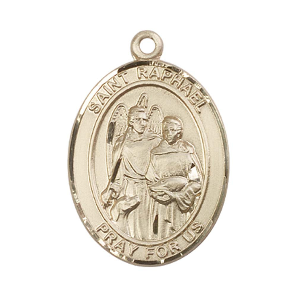 14kt Gold St. Raphael the Archangel Medal - Large