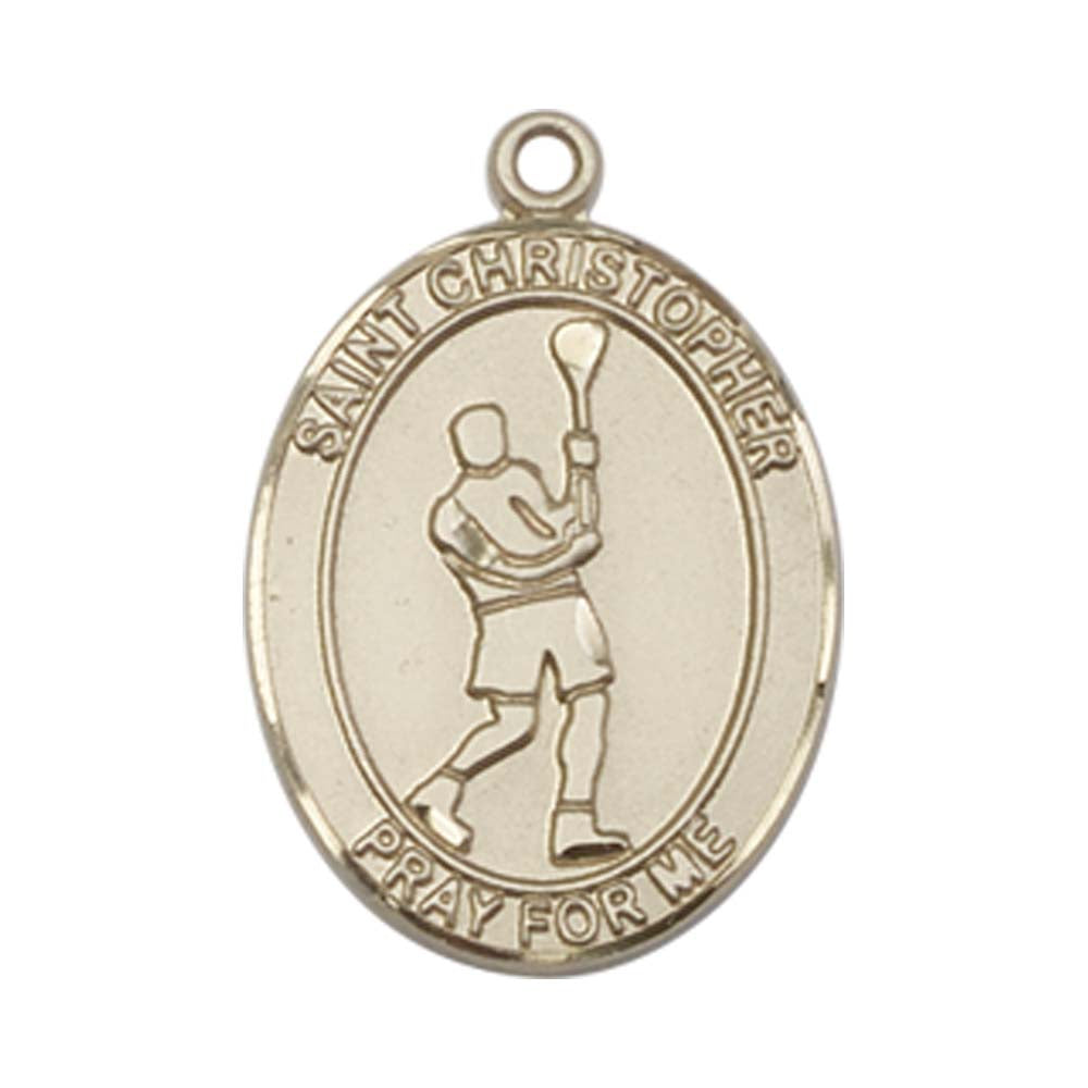 14kt Gold St. Christopher/Lacrosse Medal - Large