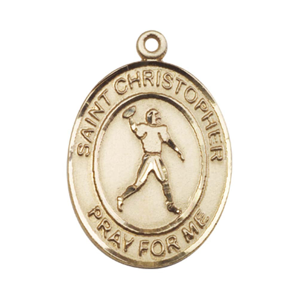 14kt Gold St. Christopher Medal - Large Football