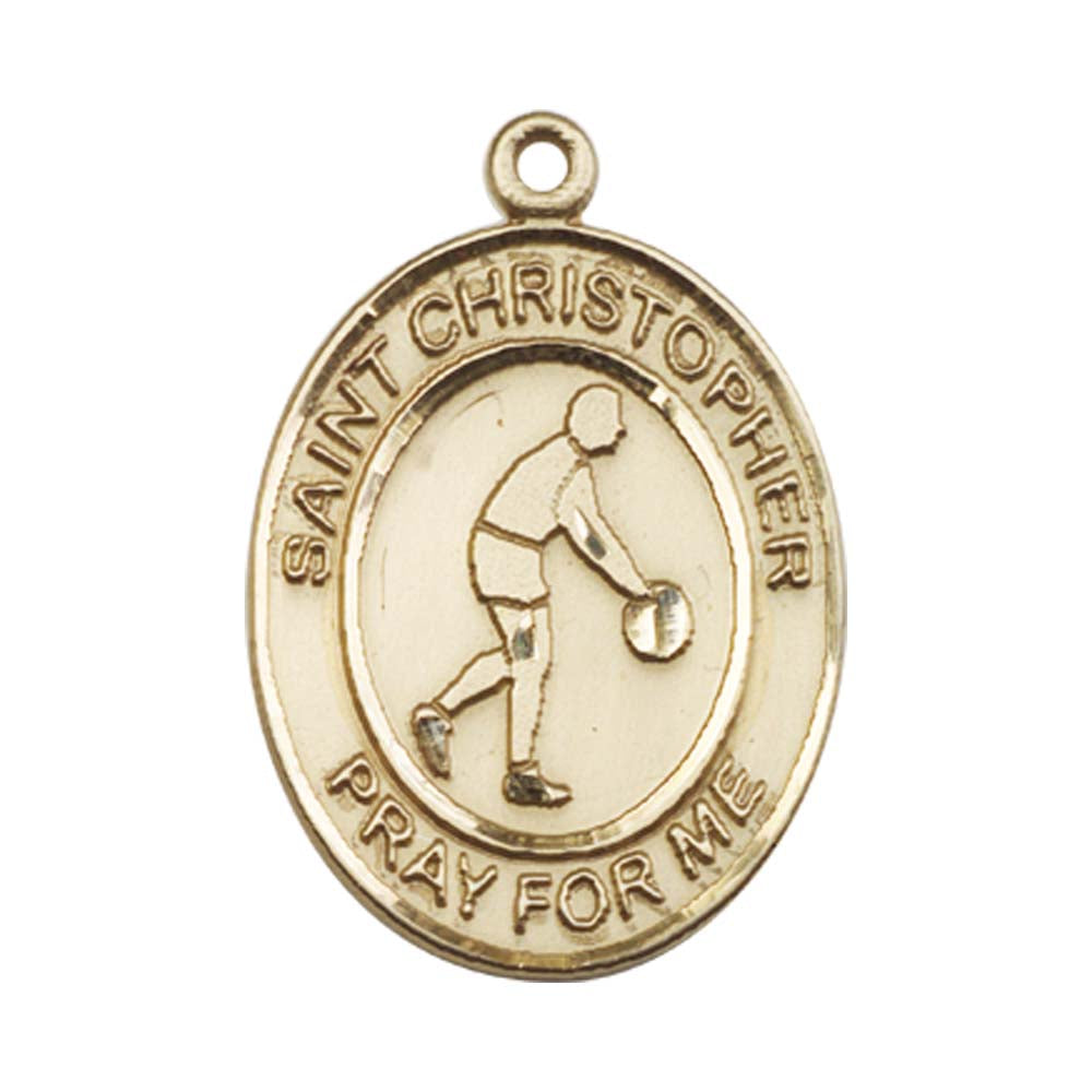 14kt Gold St. Christopher Medal - Large Basketball