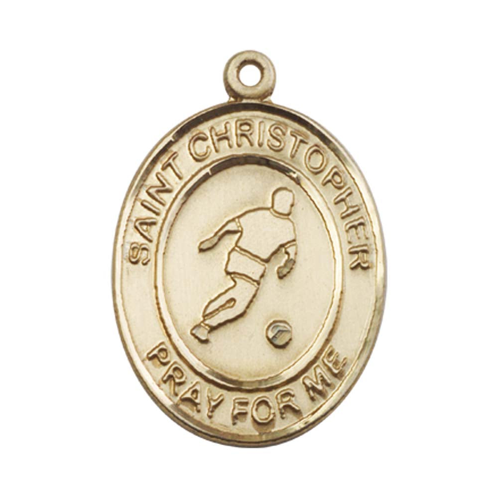 14kt Gold St. Christopher Medal - Large Soccer