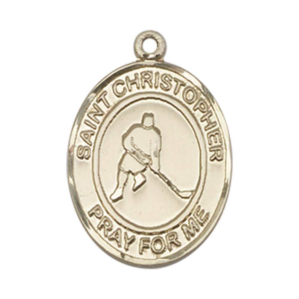 14kt Gold St. Christopher/Ice Hockey Medal - Large