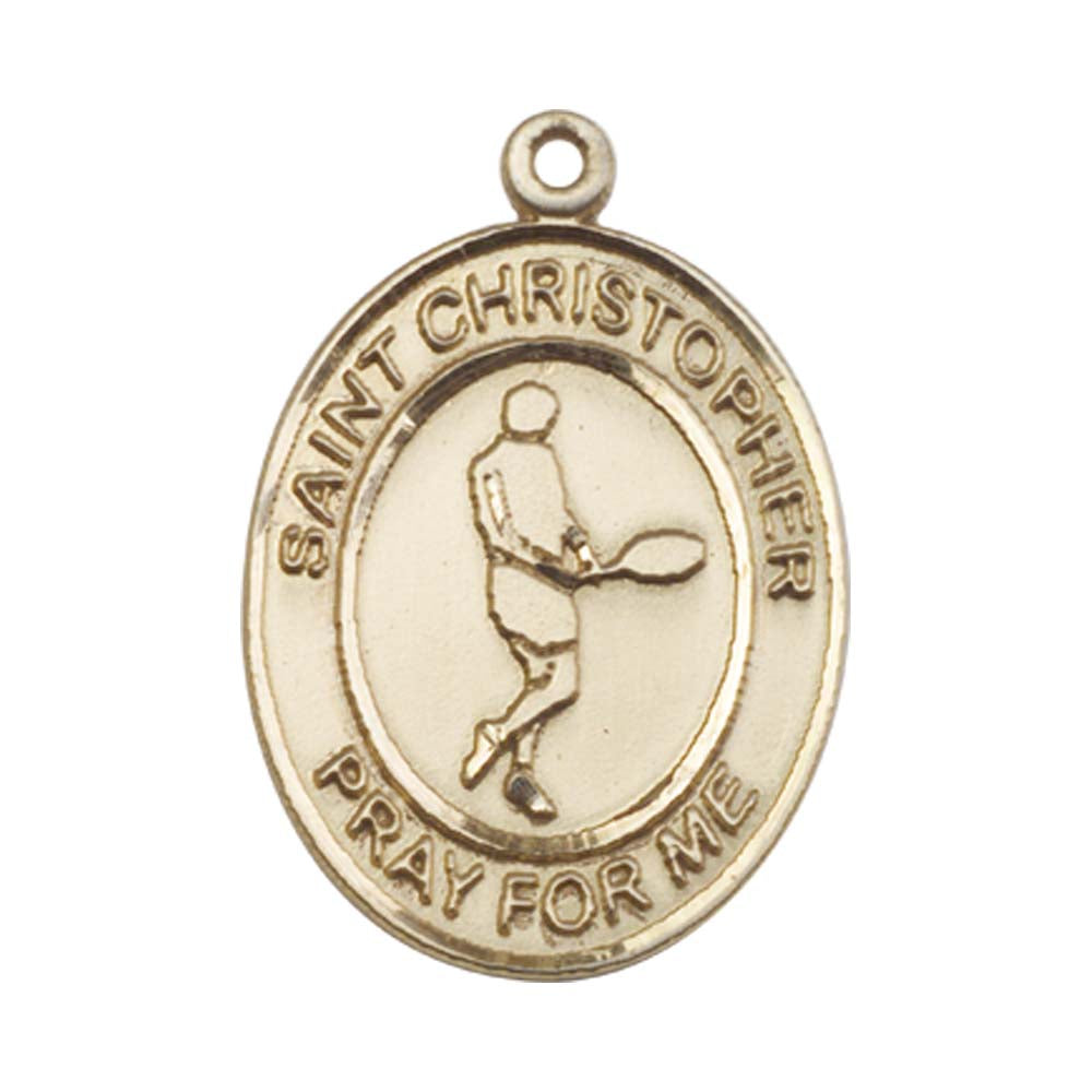14kt Gold St. Christopher Medal - Large Tennis