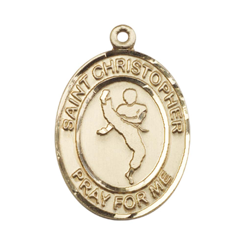 14kt Gold St. Christopher Medal - Large Martial Arts