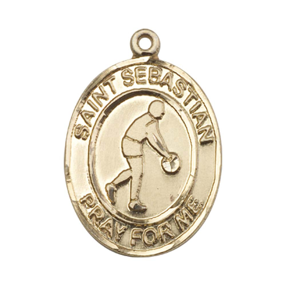 14kt Gold St. Sebastian Medal - Large Basketball