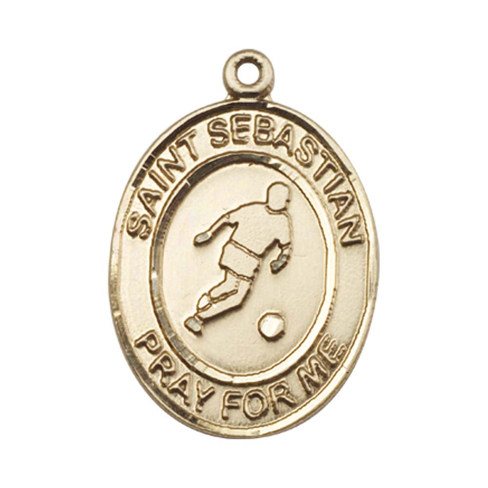 14kt Gold St. Sebastian Medal - Large Soccer
