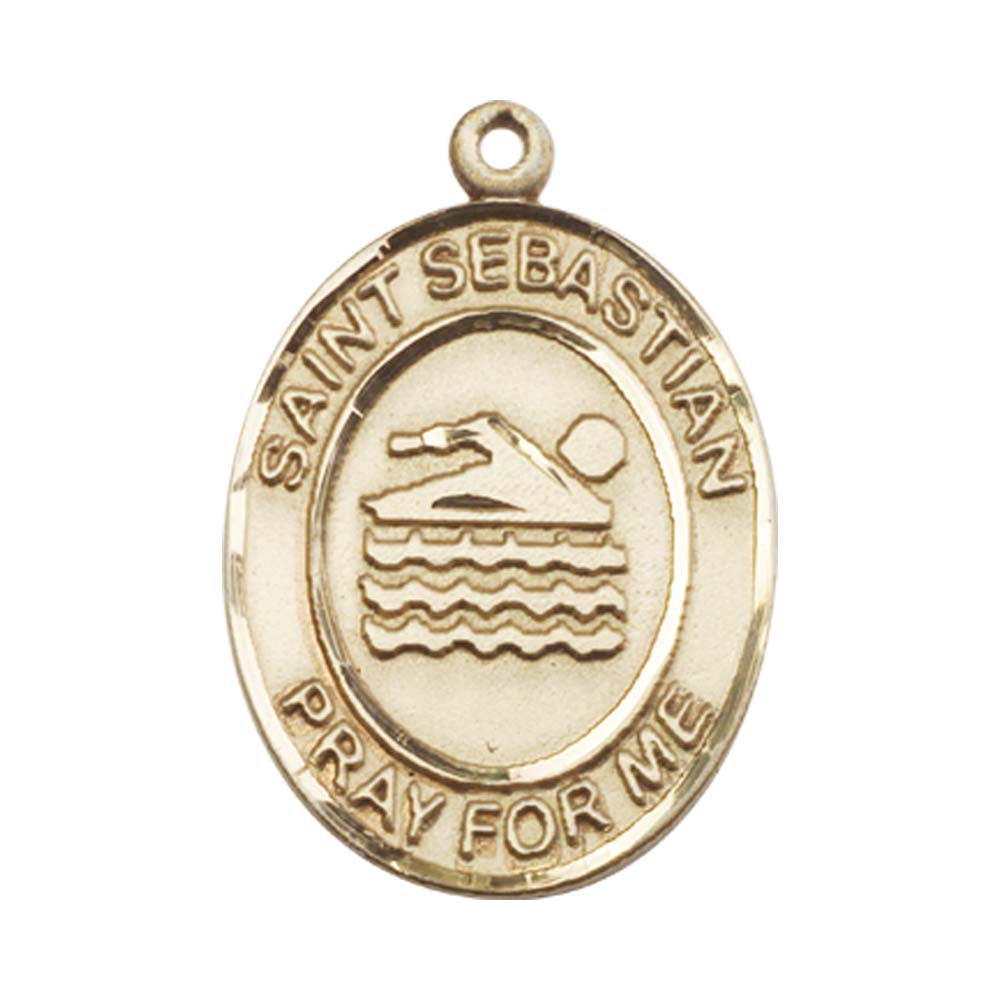 14kt Gold St. Sebastian Medal - Large Swimming