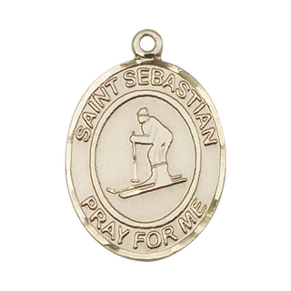14kt Gold St. Sebastian/Skiing Medal - Large