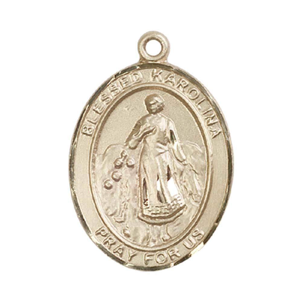14kt Gold Blessed Karolina Kozkowna Medal - Large