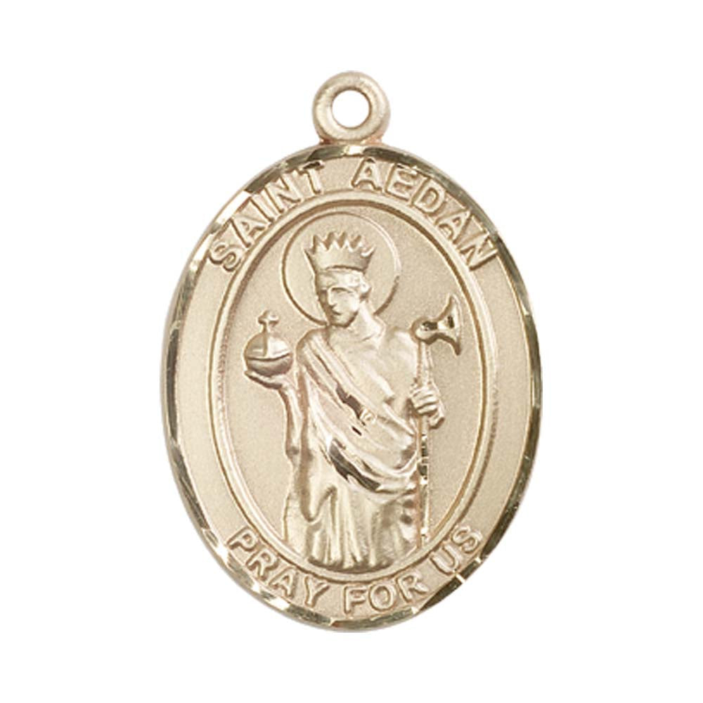 14kt Gold St. Aedan of Ferns Medal - Large