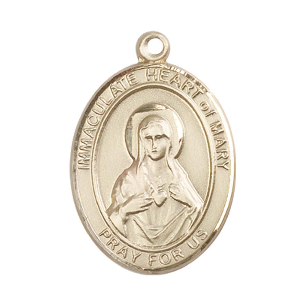 14kt Gold Immaculate Heart of Mary Medal - Large