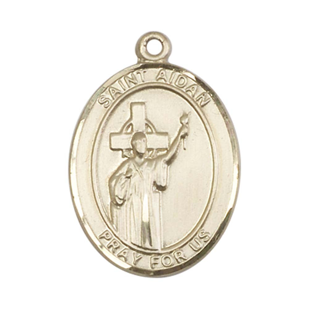 14kt Gold St. Aidan Of Lindesfarne Medal - Large