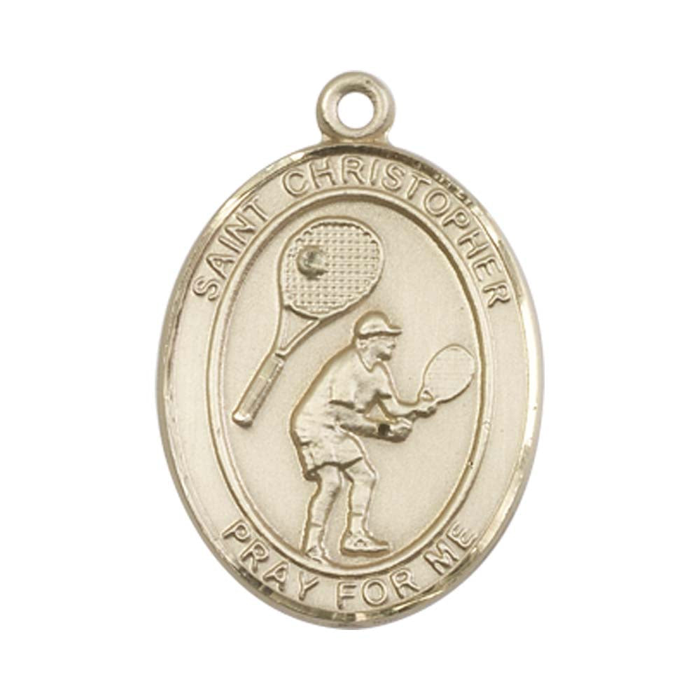 14kt Gold St. Christopher/Tennis Medal - Large