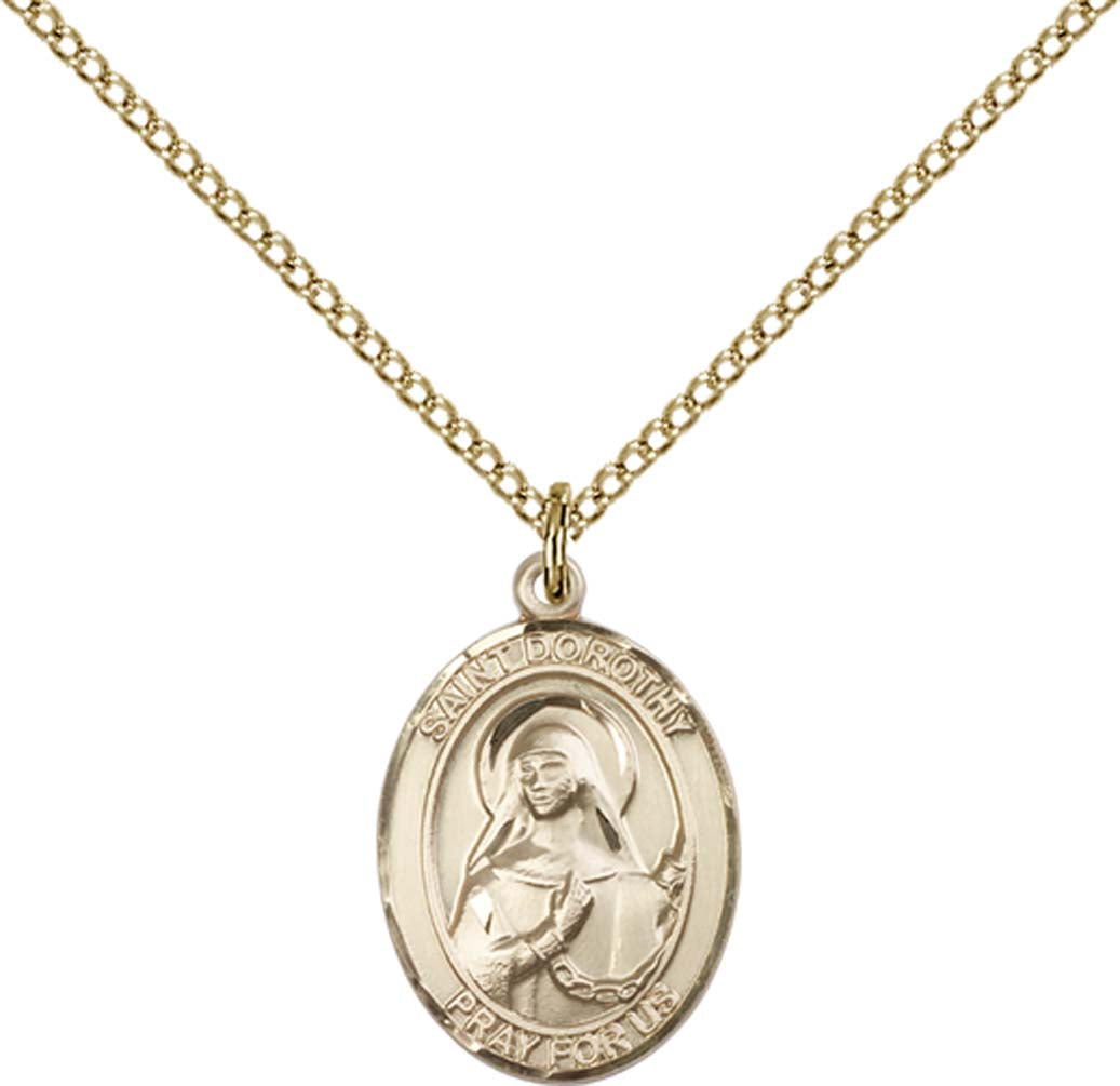 14kt Gold Filled St. Dorothy Pendant with 18 inch Gold Filled Light Curb Chain - Medium
