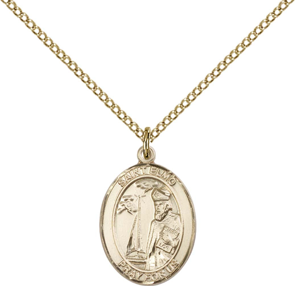 14kt Gold Filled St. Elmo Pendant with 18 inch Gold Filled Light Curb Chain - Medium
