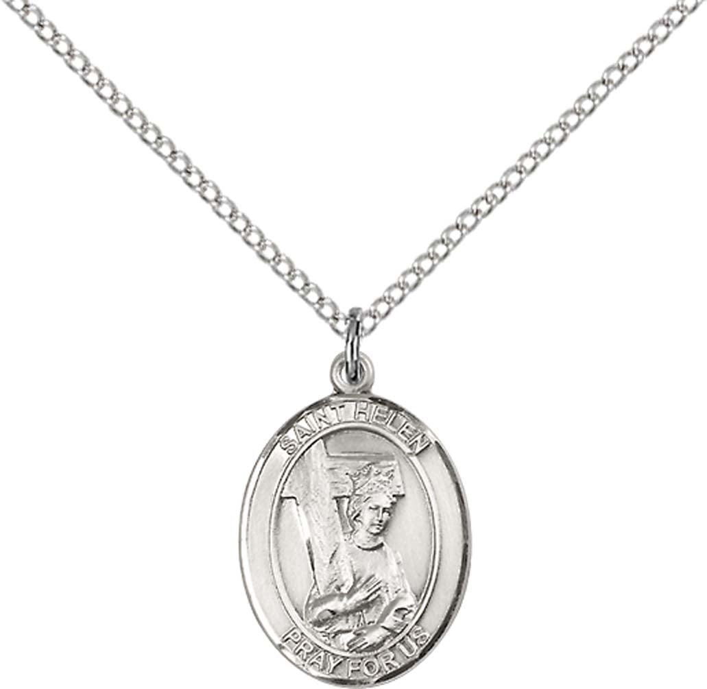 Sterling Silver St. Helen Pendant with 18 inch Sterling Silver Light Curb Chain - Medium
