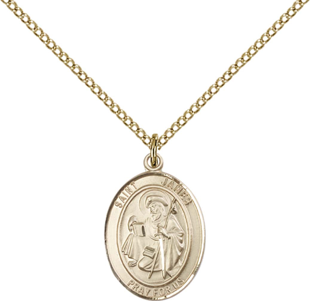 14kt Gold Filled St. James the Greater Pendant with 18 inch Gold Filled Light Curb Chain - Medium