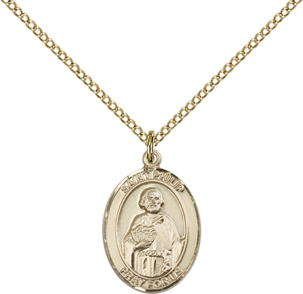 14kt Gold Filled St. Philip the Apostle Pendant with 18 inch Gold Filled Light Curb Chain - Medium