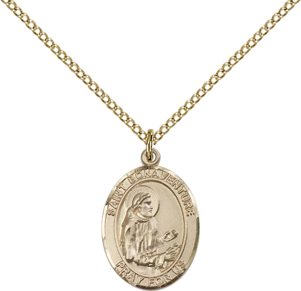 14kt Gold Filled St. Bonaventure Pendant with 18 inch Gold Filled Light Curb Chain - Medium