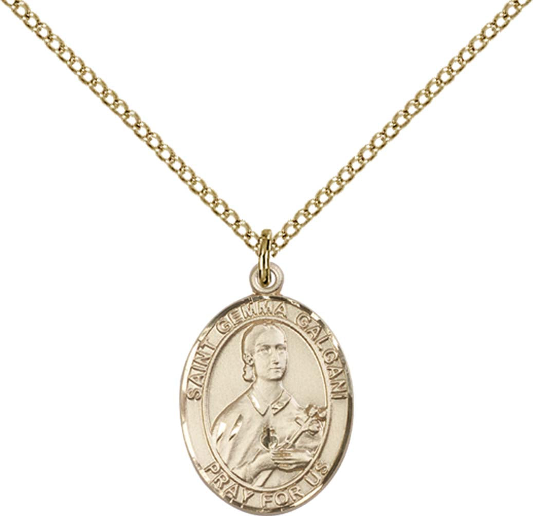 14kt Gold Filled St. Gemma Galgani Pendant with 18 inch Gold Filled Light Curb Chain - Medium