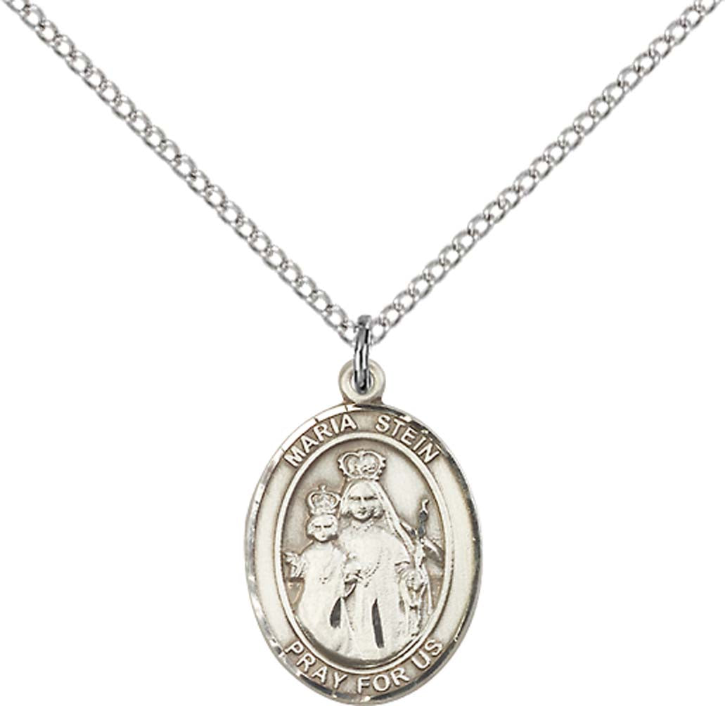 Sterling Silver Maria Stein Pendant with 18 inch Sterling Silver Light Curb Chain