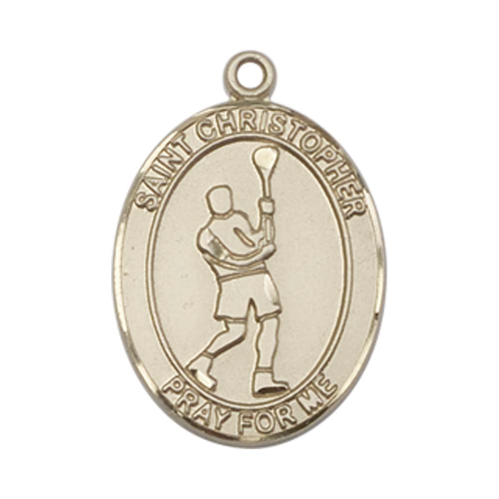 14kt Gold St. Christopher/Lacrosse Medal - Medium