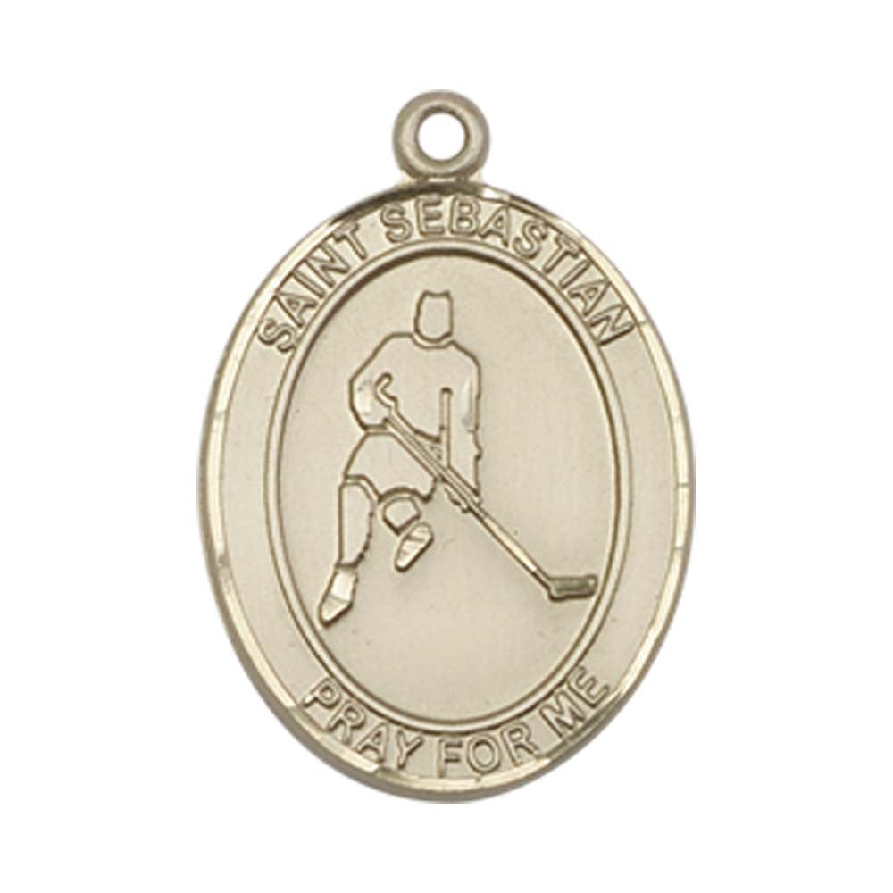 14kt Gold St. Sebastian/Ice Hockey Medal - Medium