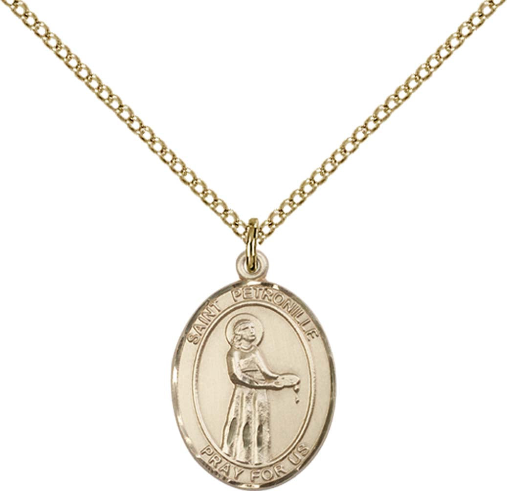 14kt Gold Filled St. Petronille Pendant with 18 inch Gold Filled Light Curb Chain