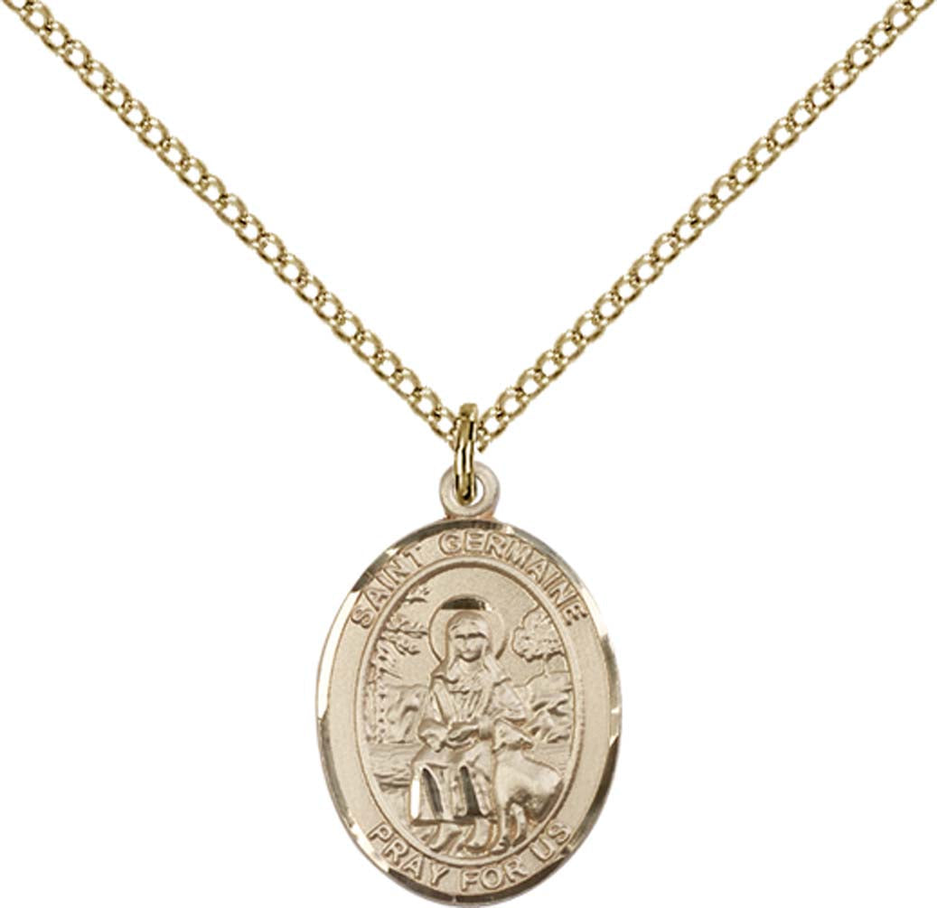 14kt Gold Filled St. Germaine Cousin Pendant with 18 inch Gold Filled Light Curb Chain - Medium
