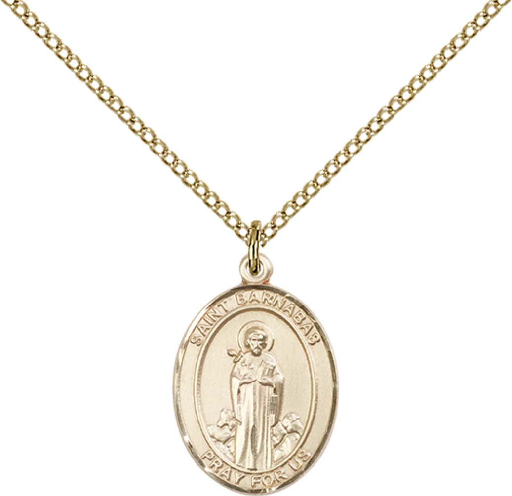 14kt Gold Filled St. Barnabas Pendant with 18 inch Gold Filled Light Curb Chain - Medium
