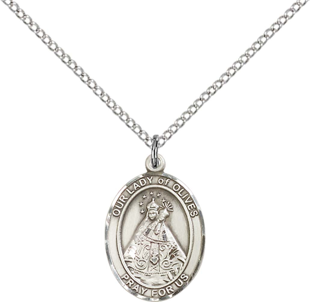 Sterling Silver O/L of Olives Pendant with 18 inch Sterling Silver Light Curb Chain - Medium